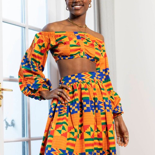 Kente African Print Dress, skirt and top