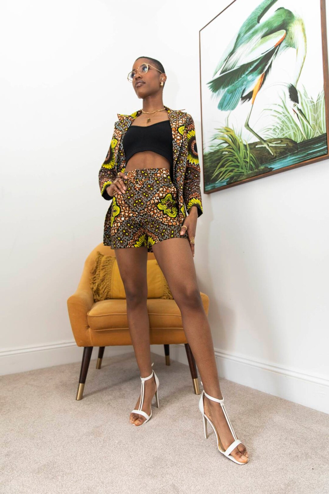 Black Race Print Shorts