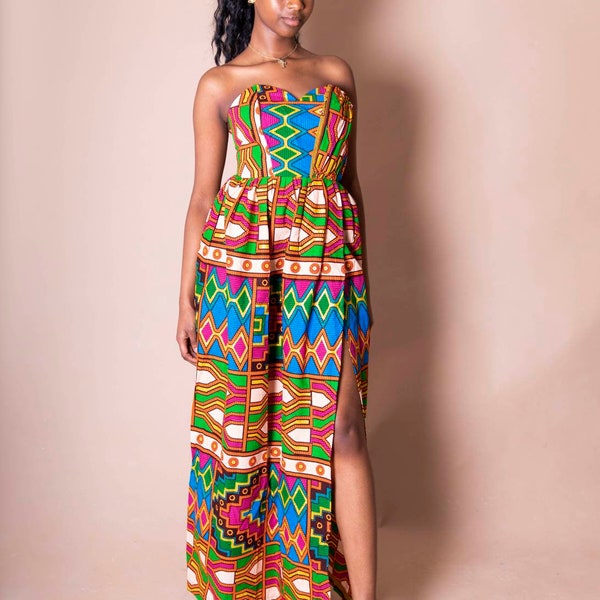 Afrikanisches Kleid, Kente-Kleid, Afrikanisches Druckkleid, Maxikleid, afrikanische Kleidung für Frauen