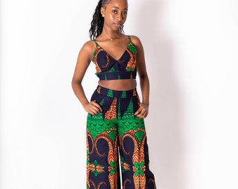 Set broek en top met Afrikaanse print, Ankara combi-set, broek en top Ankara, set Afrikaanse prints