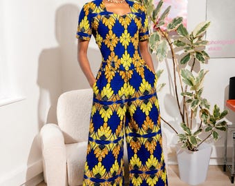 African Print Top & Wide Leg Trousers