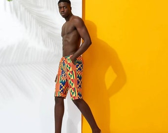 Kente African Print Mens Swim Shorts