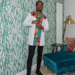 Visu Mens African Print Shirt,   Ankara print shirt, African Men&#39;s Shirt, African print Jersey Shirt, Long Sleeve Ankara Shirt