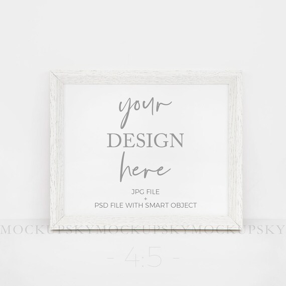 4:5 White Wood Frame Mockup Photostyled Photographystock Photopicture Frame