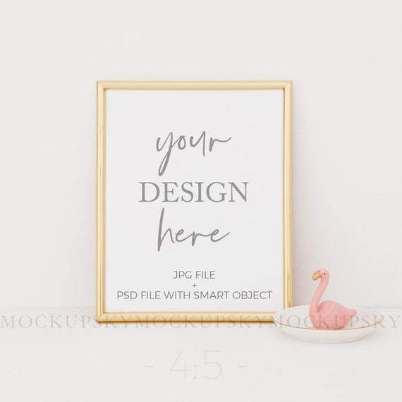 4 5 Gold Frame Mockup Photostyled Photographystock Photogold Picture Frame Mockups Free Design Resources