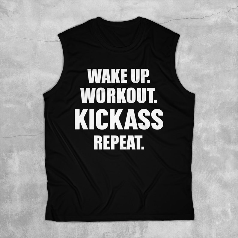Wake Up Kick Ass Repeat Mens Tank Top