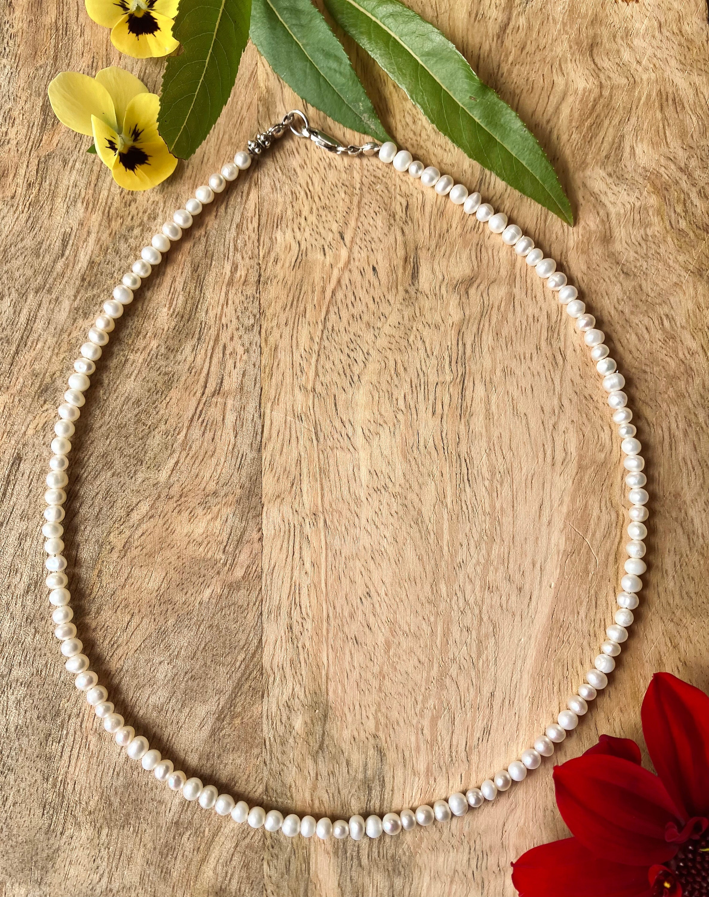 Genuine White Freshwater Pearl Necklace 3mm Pearl Size
