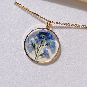 Forget Me Not Necklace – Real Flower Terrarium, Gold Plated
