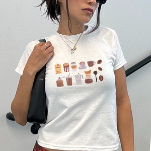 Coffee Watercolor shirt baby tee coquette clothing trendy gift iced coffee shirt ice coffee baby tee