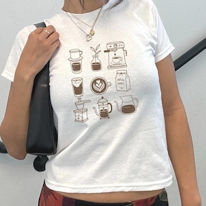 Coffee Shirt Coffee Club Graphic Baby Tee  Womens Fitted Tee Trendy Y2K Baby Tee Pinterest Graphic Tshirt Womens Fitted Tee