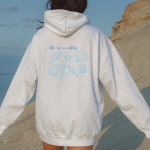 Moletom com capuz Seashell, moletom com capuz Ocean Beach, moletom com capuz Beachy, roupas Mermaidcore, estilo inspirado no oceano, roupas para adolescentes, presentes para adolescentes, coisas preppy