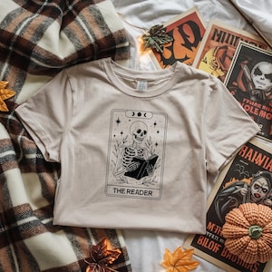 Tarot Shirt Tarot Card Shirt The Reader Tarot Card Shirt Skeleton Reading Shirt Tarot Card Shirt Book Lover Gift Bookish Gift Tarot Lover