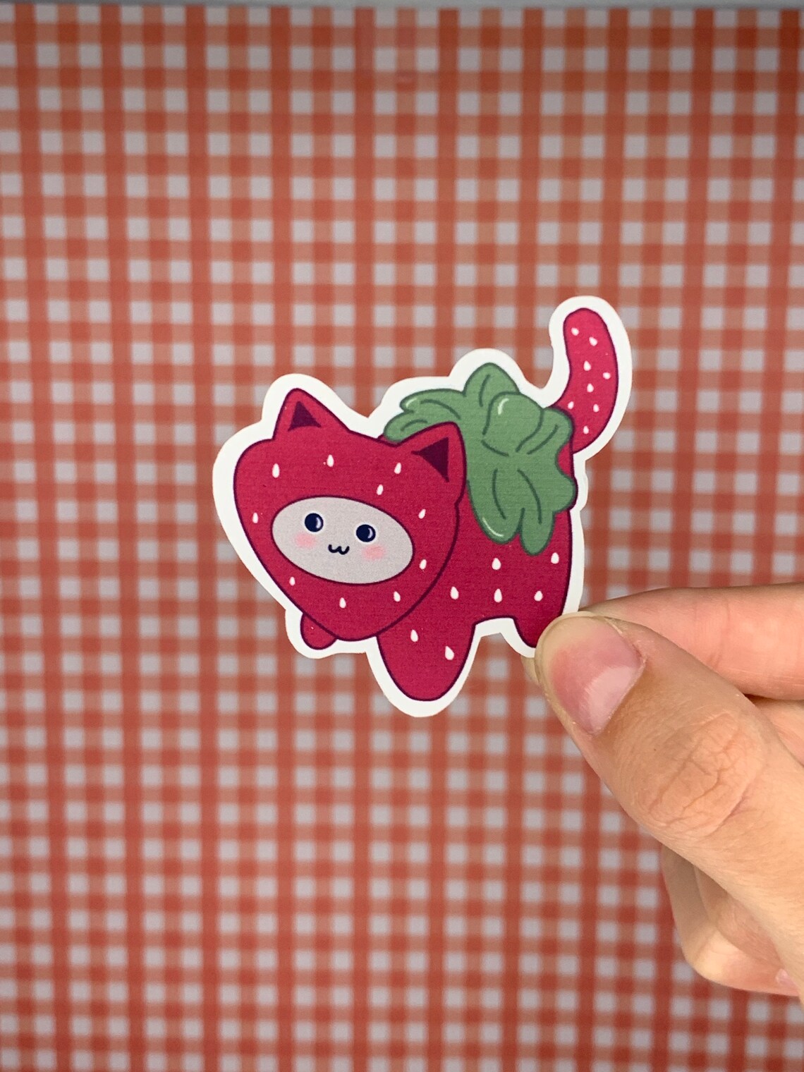 Cute kawaii strawberry cat sticker Etsy