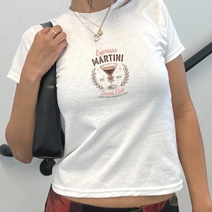 Cocktail Club Baby Tee Martini Baby Tee Espresso Martini Baby Tee Minimalist Coffee Shirt 90s Baby Tee Y2k Baby Tee Crop Top  Retro Baby Tee