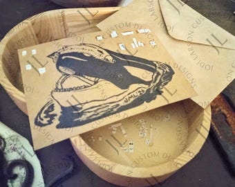 Sit on My Face and Tell Me that You Love Me: Orca Wearing Salmon Hat stamp rustic Handmade Valentine's Card