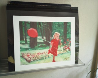 Girl with Balloon 10" X 12" PRINT by Jodi Larson