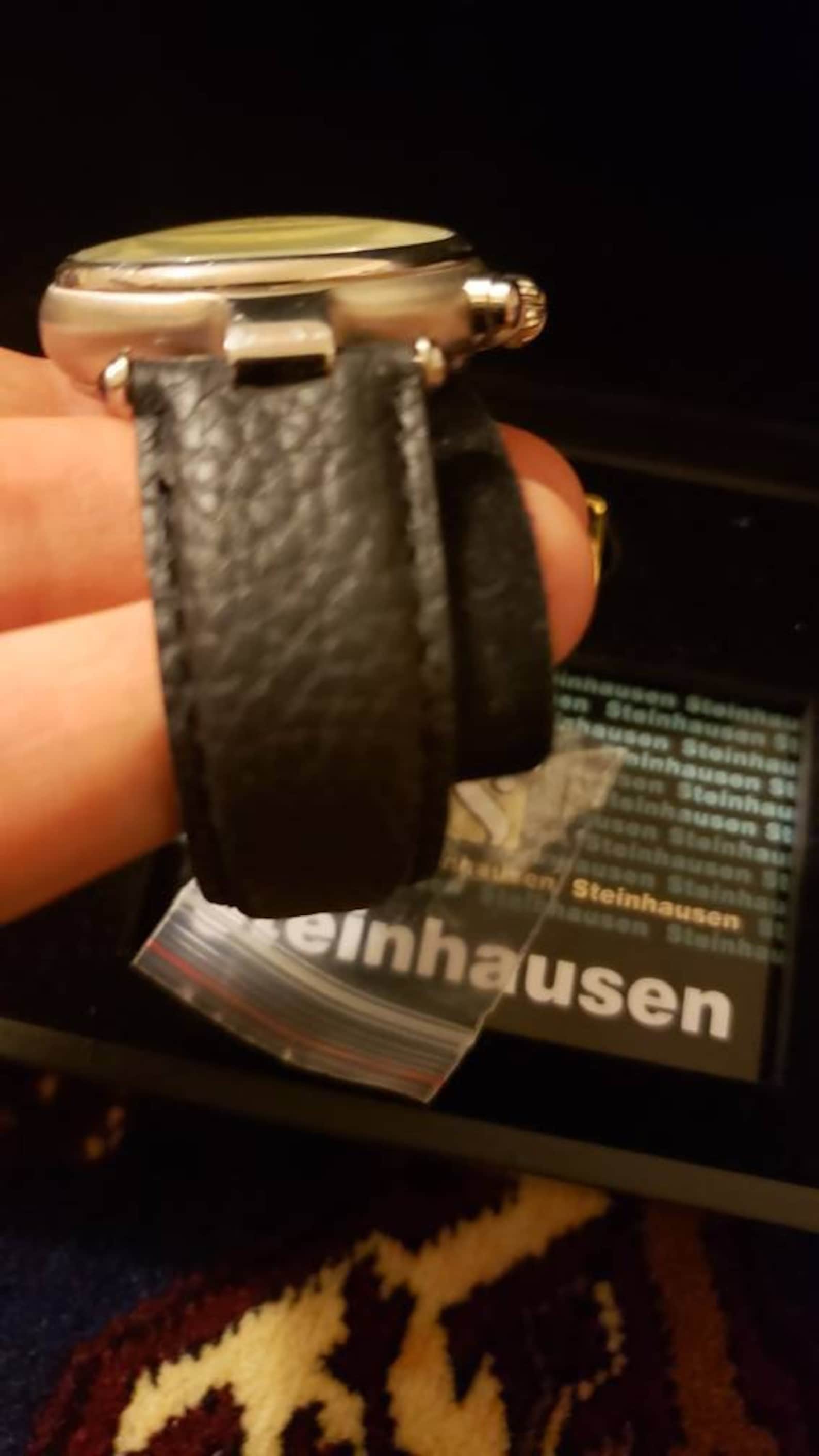 Mens Steinhausen Ivory Dial moon phase & leather Band Etsy