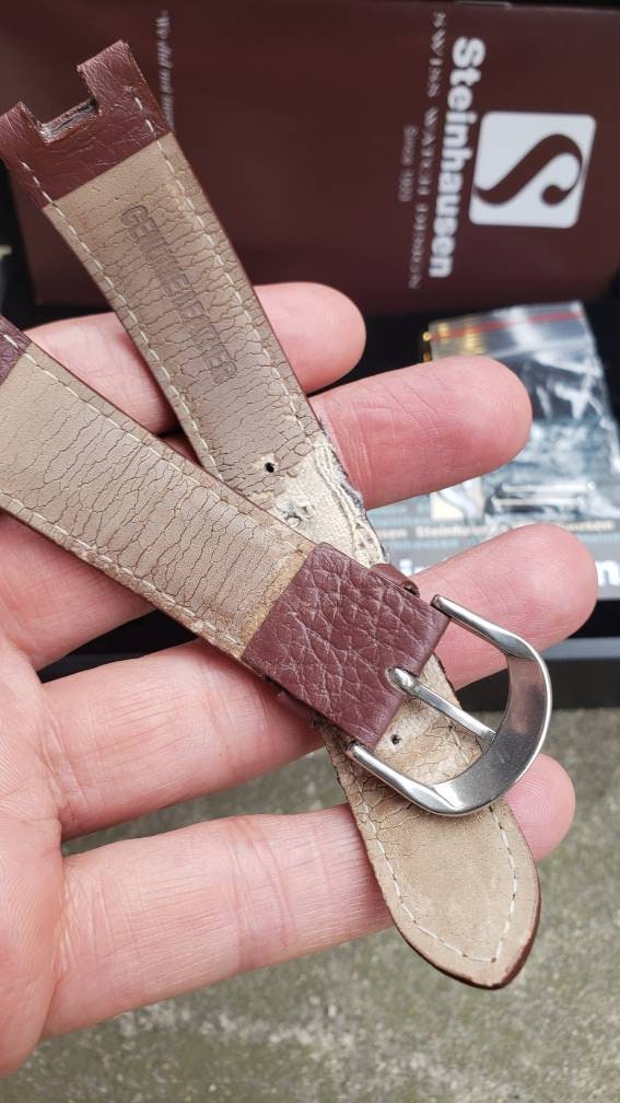 Mens Steinhausen Ivory Dial moon phase & leather Band Etsy