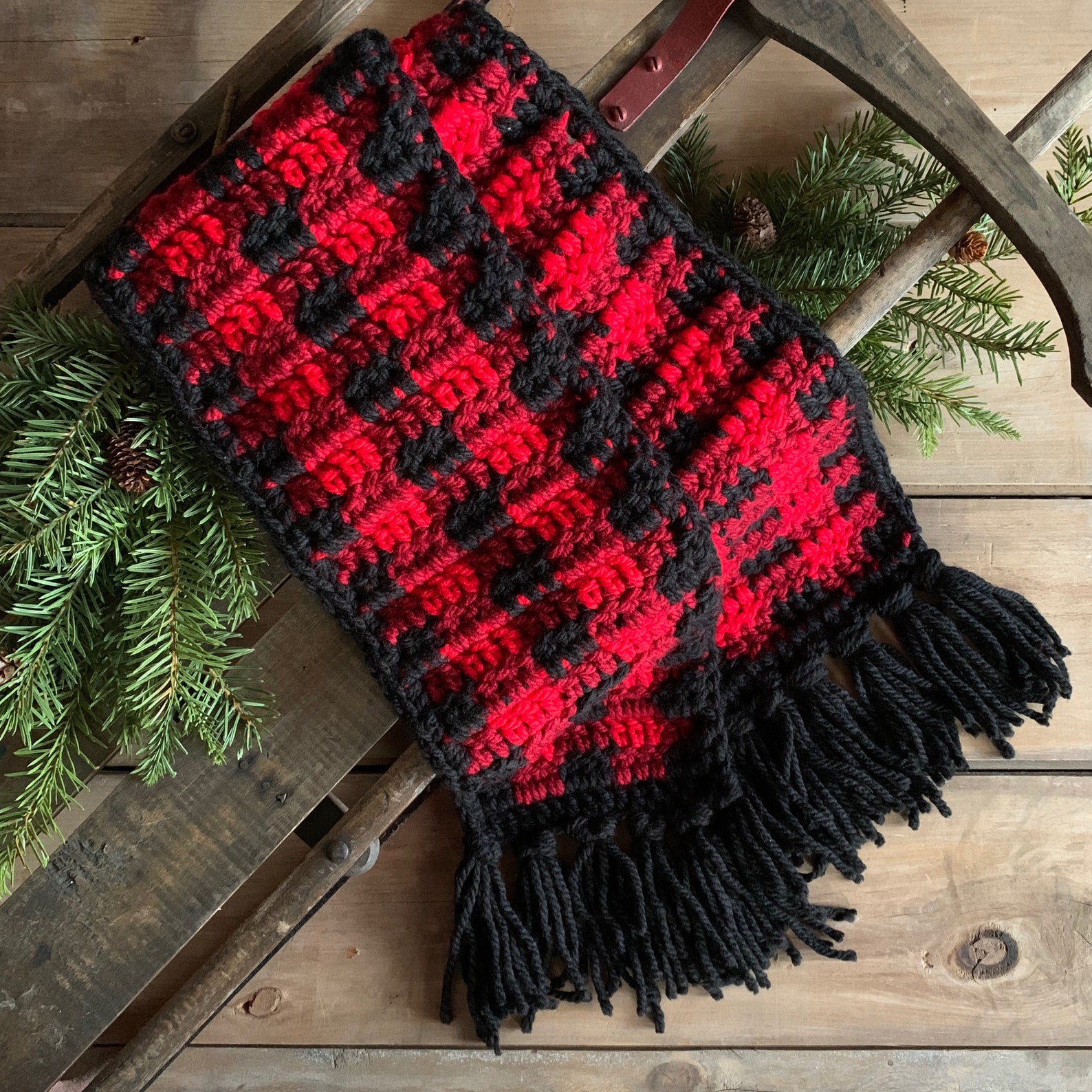 Buffalo Plaid Scarf Handmade Crocheted Scarf Crocheted Etsy