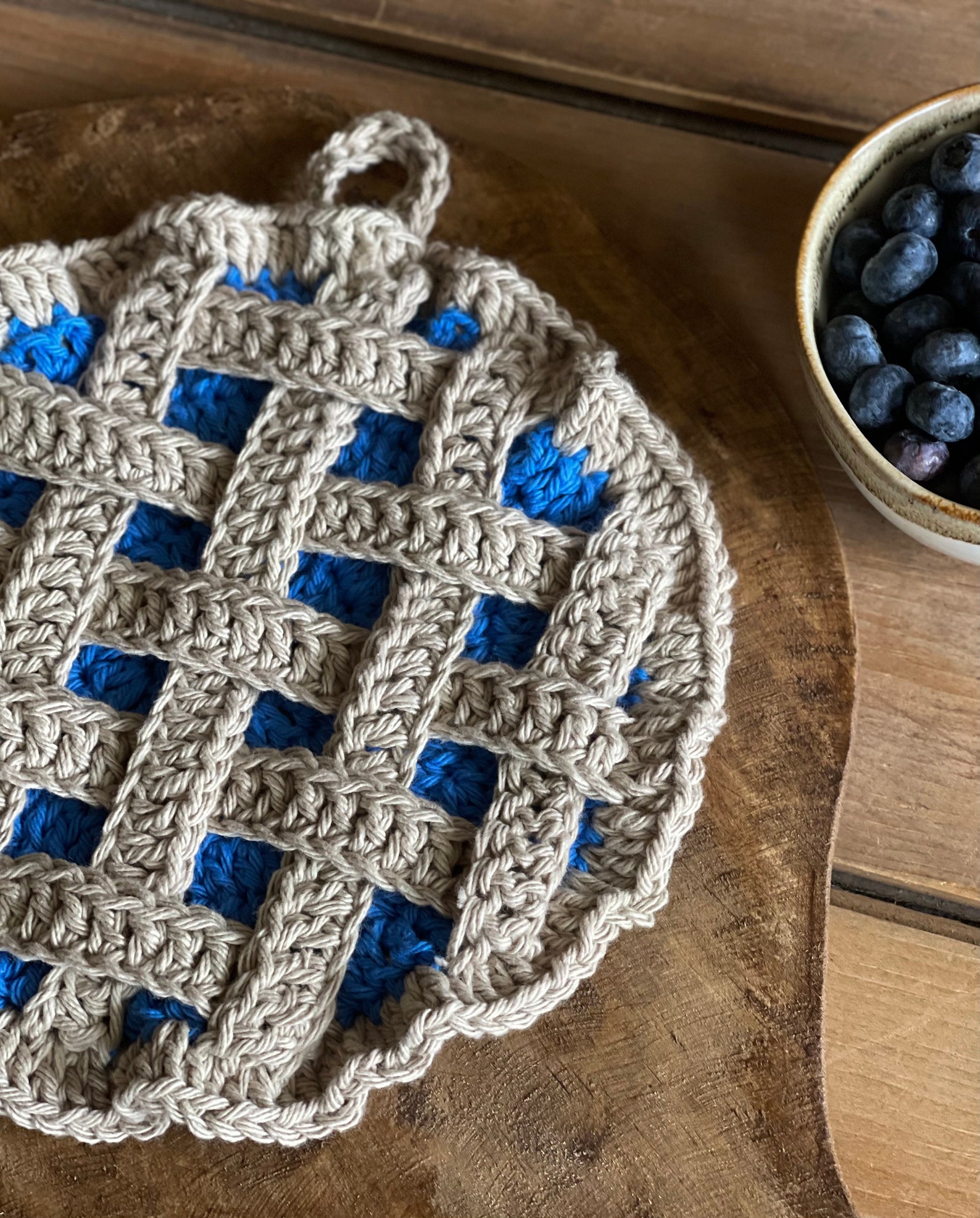 Crocheted Farmhouse Blueberry Pie Pot Holder Crocheted Pot - Etsy