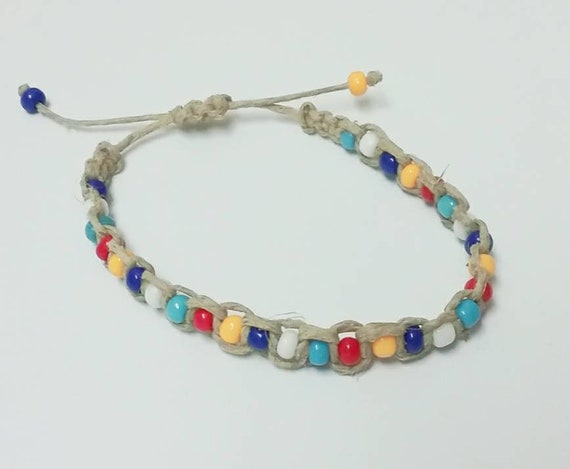 Colorful Hemp Bracelet With Adjustable Slide Closure Etsy