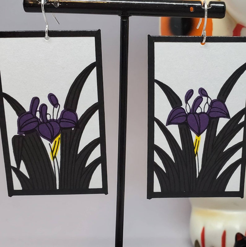 Iris Hanafuda Card Earrings Traditional Cards