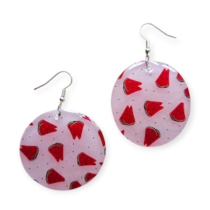 Sommer Wassermelone Ohrringe | Helle Runde Obst Ohrringe | Verspieltes Handmade Schmuckstück