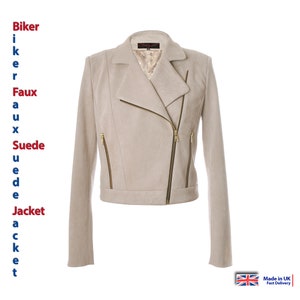 Cream suede biker jacket cheap