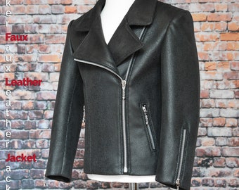 Black Faux Leather Girls Biker Jacket. Made in UK