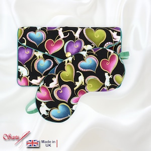 Silk Eye Mask Cat |  Pure 100% Mulberry Silk  | made in UK | Free carry pouch.