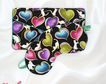 Silk Eye Mask Cat |  Pure 100% Mulberry Silk  | made in UK | Free carry pouch.