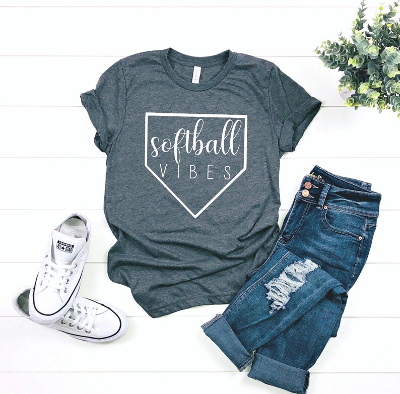 Mom Softball T-Shirts Softball Vibes T-Shirt Cute Softball Shirt Personalized Softball Mom T-Shirt