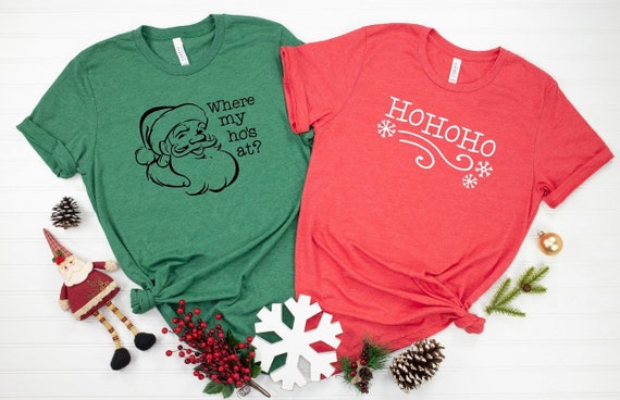 Christmas Couples Shirts Wheres My Hos At Hohoho Shirt - Etsy