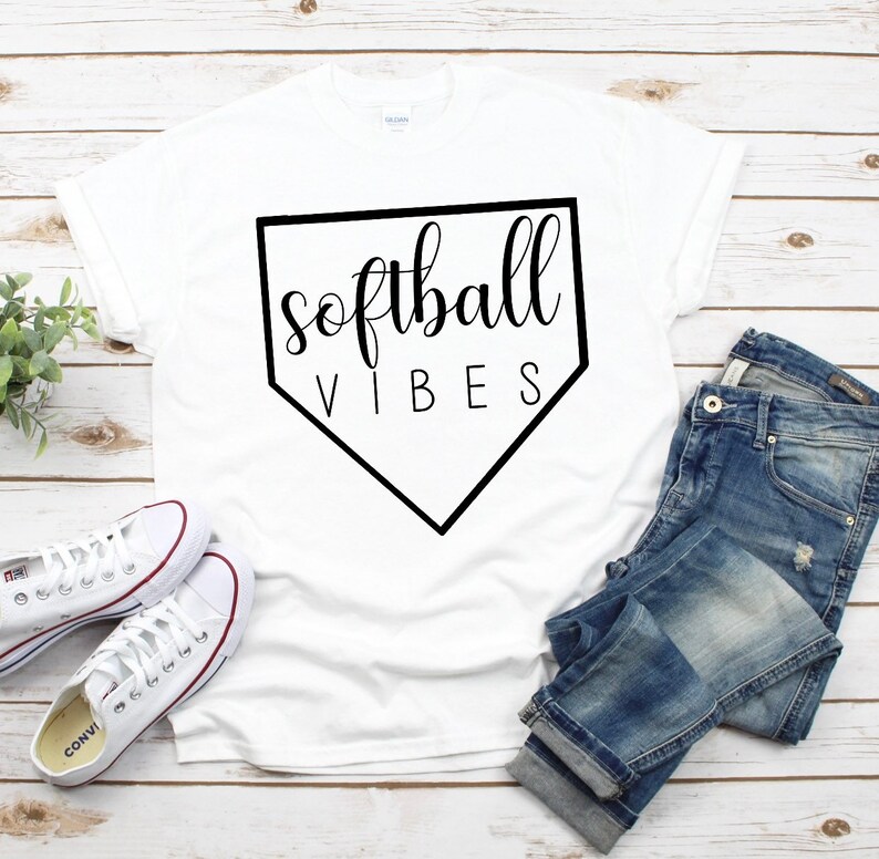 Mom Softball T-Shirts Softball Vibes T-Shirt Cute Softball Shirt Personalized Softball Mom T-Shirt