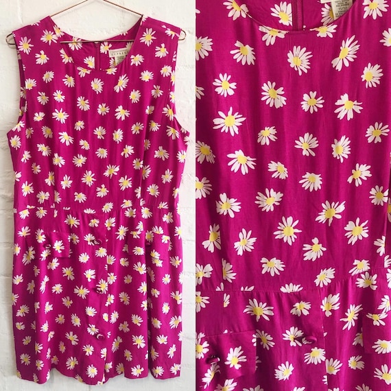 Hot Pink Daisy Vintage Skort Playsuit