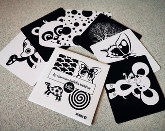 Black White High Contrast for 0-3 month old Baby,  Newborn Flash Cards, Baby Sensory Development