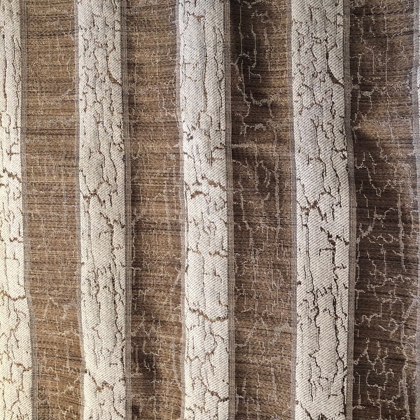 Upholstery drapery fabric in beige /bronze stripes, organic  nature like  style, light and durable.