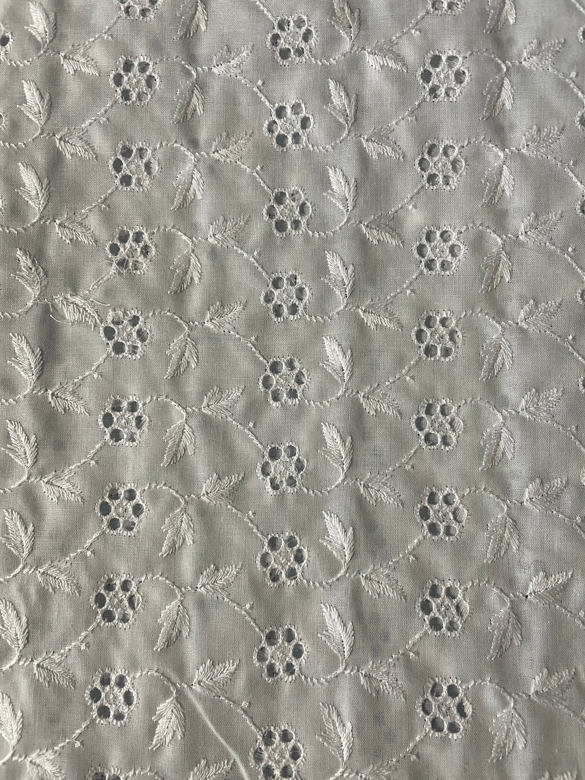 Eyelet fabric 45'wide color white Etsy
