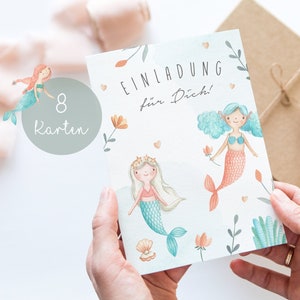 Einladungskarten Kindergeburtstag Einladung Geburtstag Mädchen Meerjungfrau Rosa Blumen Geburtstagseinladung Geburtstagsfeier A6 PDF Boho