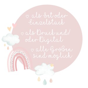 Lemmami 3er Set Wandbilder DIN A4 - Regenbogen Sonne Wolke Kinderzimmer Deko