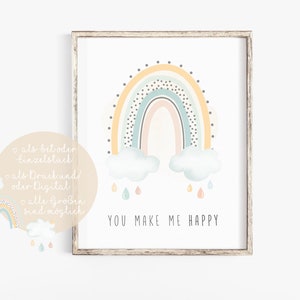 Xiyocadt 3-teiliges Poster Set - Regenbogen, Sonne, Mond Deko Für Kinderzimmer