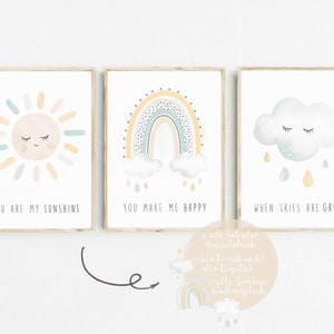 Wall pictures children&#39;s room poster set of 3 baby room rainbow digital poster boys nursery art art print wall decoration digital download PDF