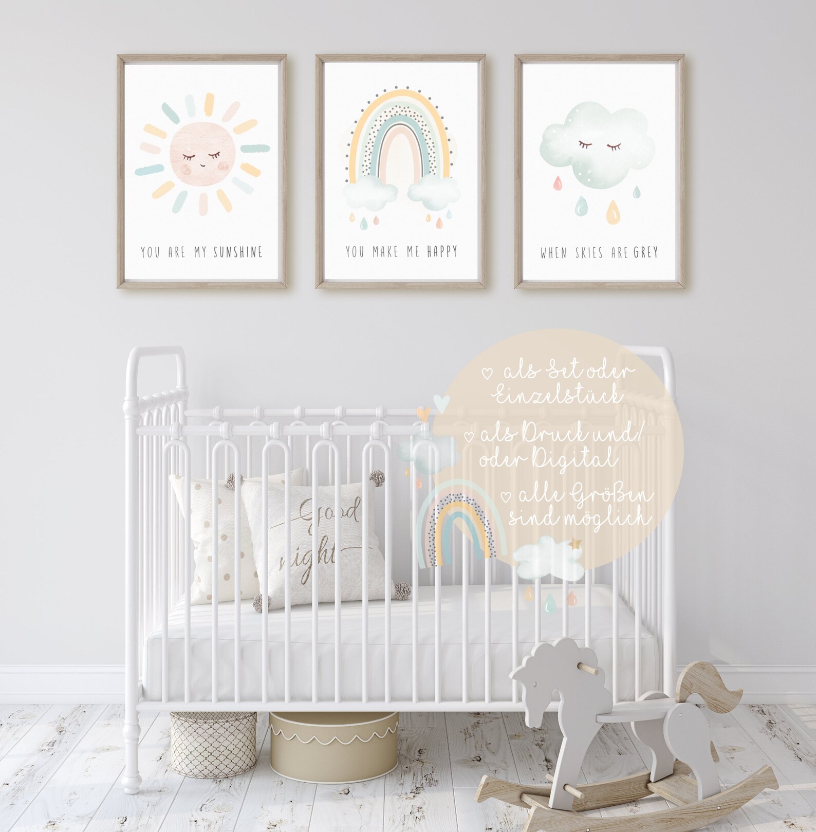 wandbilder babyzimmer Wandbilder Kinderzimmer Poster 3er Set Babyzimmer Regenbogen Poster