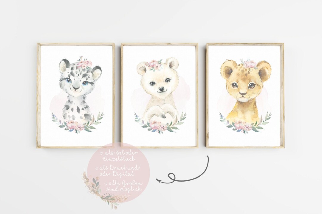 Children's Room Wall Art Posters 3-piece Set Baby Room Decor Safari ...