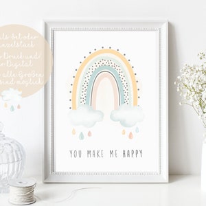 3 Baby Mädchen Zimmer Bilder 30x40 Poster Regenbogen Kinderzimmer