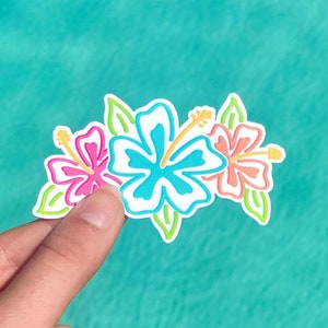 Triple Hibiscus Flowers Sticker image 1