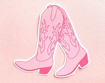 Pink Cowgirl Boots Sticker