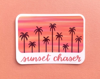 Palm Trees Sunset Chaser Sticker