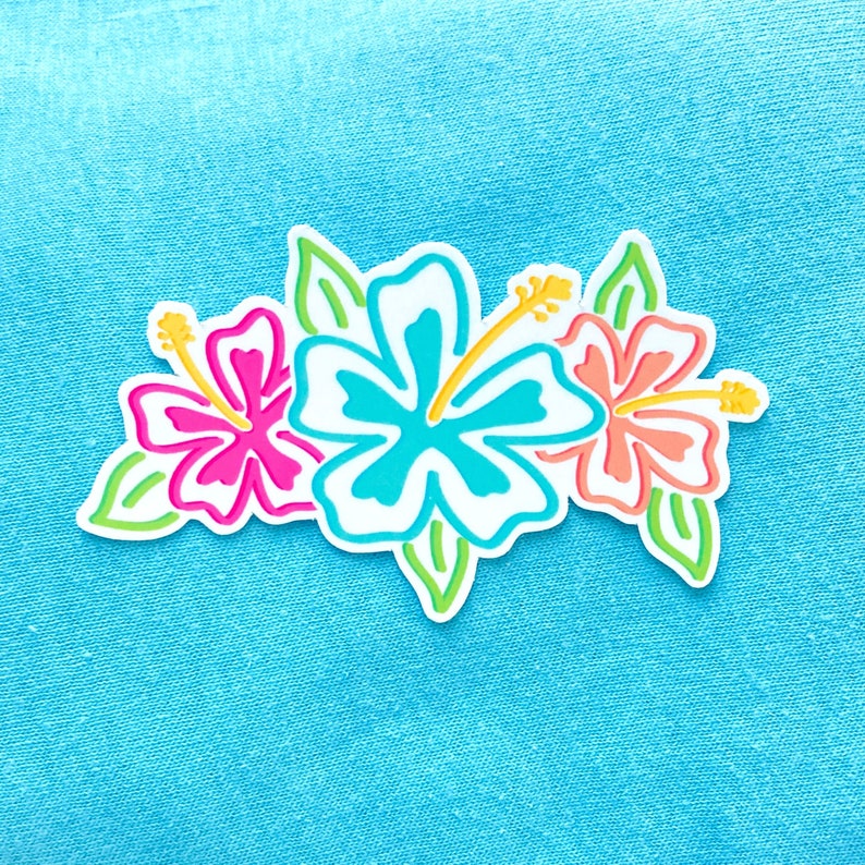 Triple Hibiscus Flowers Sticker image 2