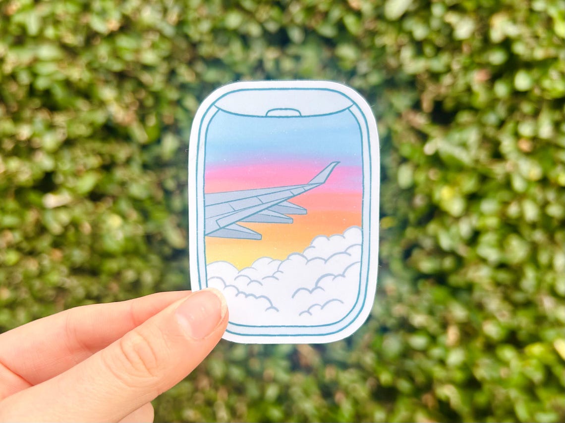 Airplane Window Sunset Sticker - Etsy